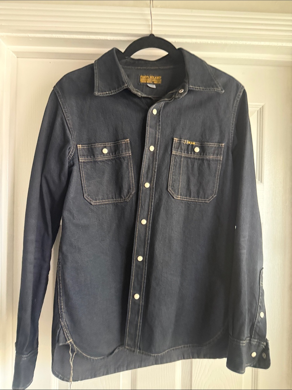 Iron Heart Men's Indigo Denim Workshirt - Navy Blue